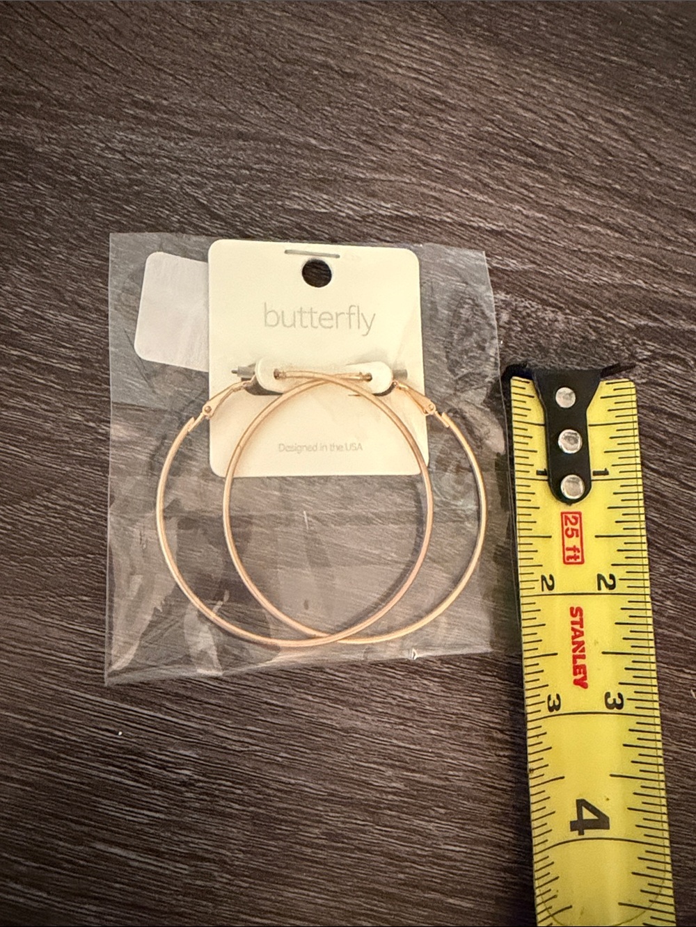 Butter Rose Gold Hoop Earrings - Slim Round Hoops - Picture 3 of 3